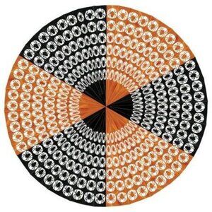 Jumbo 4 Ft Hanging Halloween Display Fan With Black & Orange Spider Pattern Deco